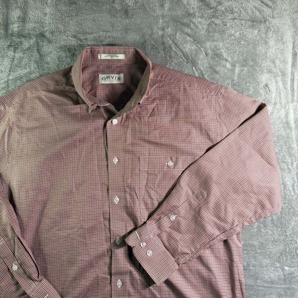 Vintage Orvis Oxford Shirt Button Down Gingham Checkered Long Sleeve XL